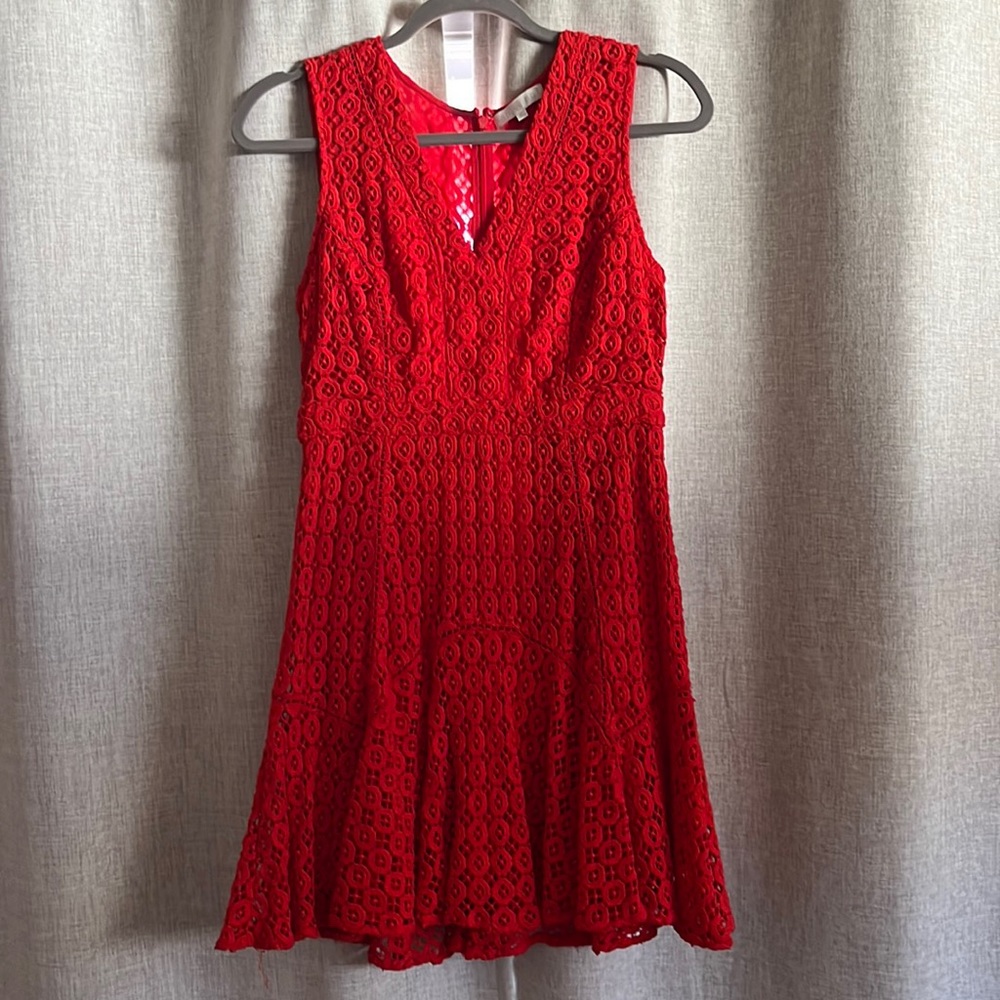 Anthropologie San & Soni Red Flounce Lace Dress